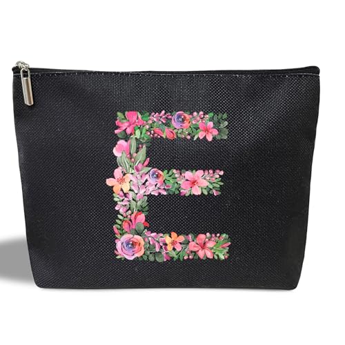 Kosmetiktasche mit Initialbuchstaben für Frauen, Mutter, Freundin, Besties, Schwester, schwarze Monogramm-Make-up-Tasche, Kosmetiktasche mit Reißverschluss für Muttertag, Hochzeit, Abschlussfeier, von ltazhyi