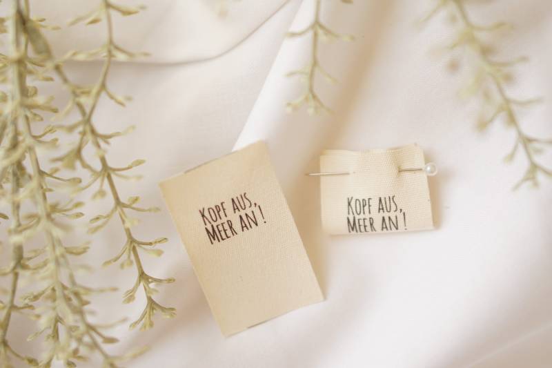 3Er Set Baumwoll-Label "Kopf Aus, Meer An" von lubodesignberlin