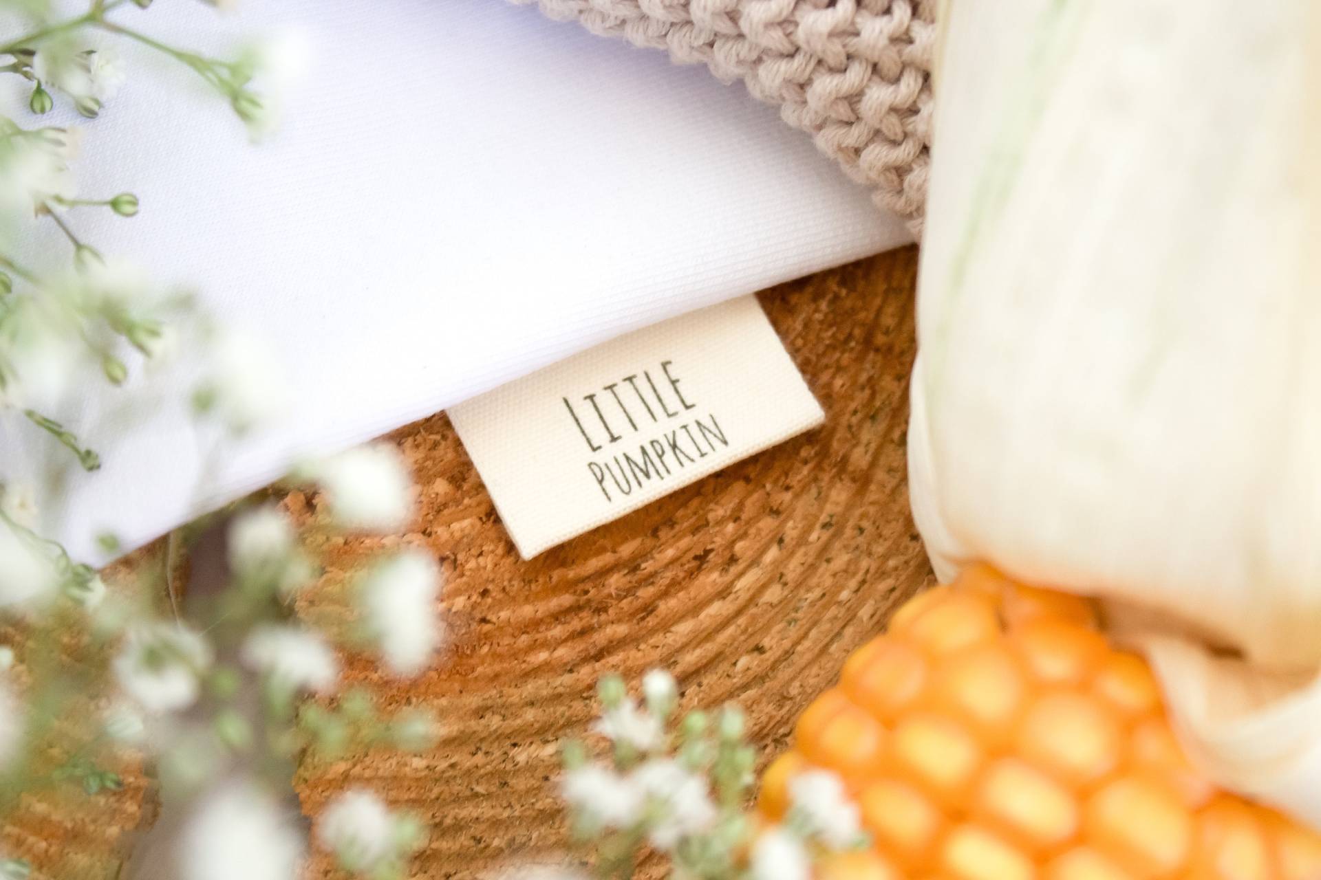 3Er Set Baumwoll-Label "Little Pumpkin" von lubodesignberlin