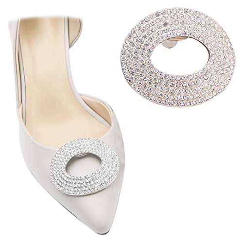 2 Stück Strass Ring Schuhclips Abnehmbare Metallring Schuhschnalle Schuhdekorationen für Hochzeit High Heels Pumps Sandalen, One Size, Strass, Ohne Edelstein. von luchike