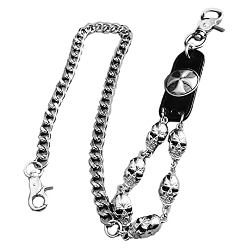 27,56 Zoll Totenkopf Hose Flache Kette Geistkopf Taille Kette Punk Gürtel Ketten Geldbörse Kette Körper Schmuck für Jeans Hosen 1 Pack, silber, Einheitsgröße von luchike