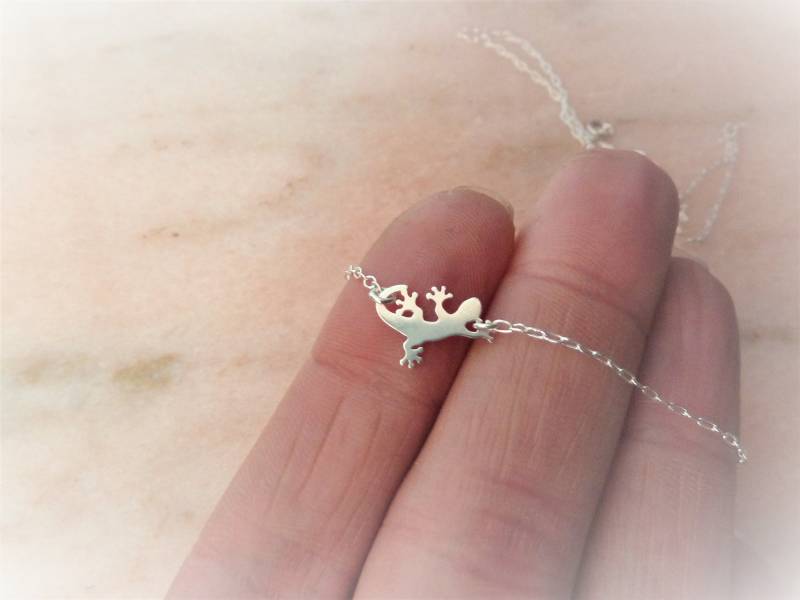 Halskette Aus Massivem 925Er Silber Gecko-Tier Ihrer Wahl Naturgeschenk von lucilesias