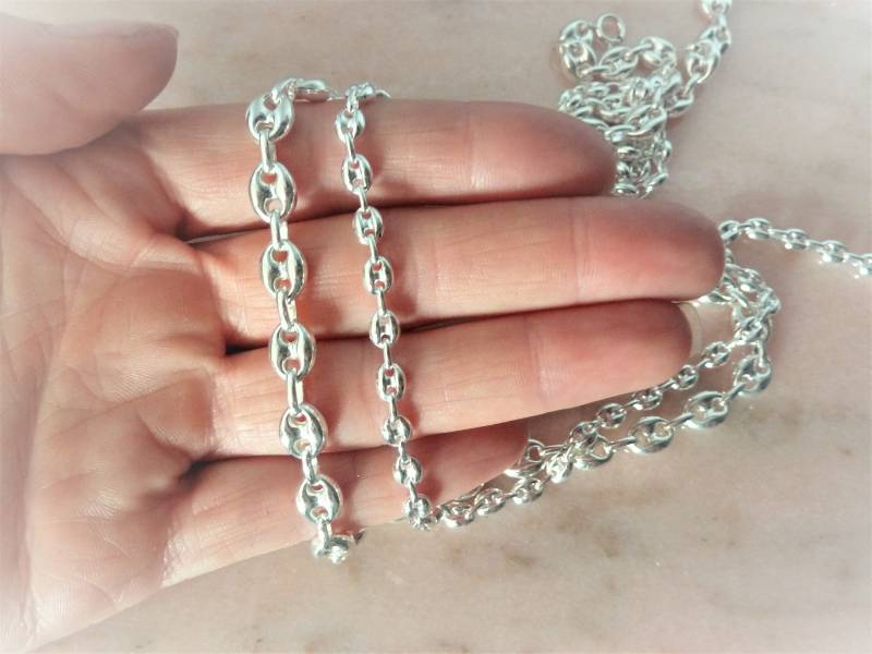 Kaffeebohnenkette Für Damen/Herren Länge Nach Wahl Große 925 Silberkette | Punzenstempel von lucilesias