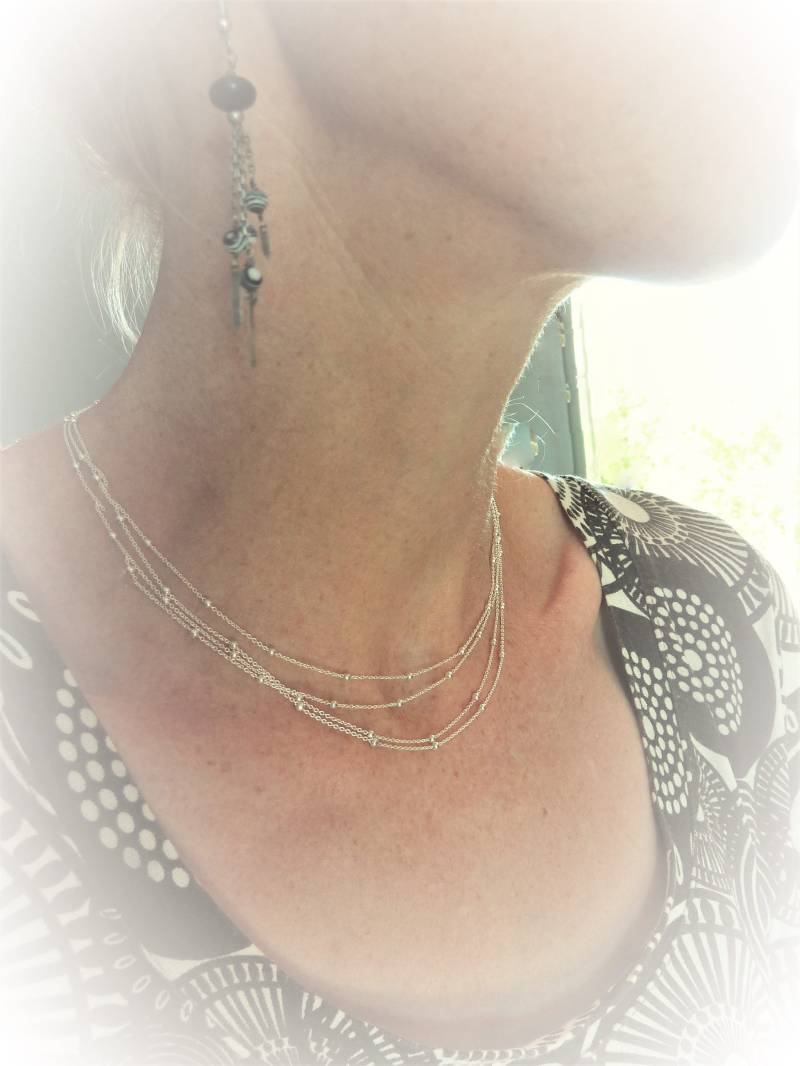 Massive Mehrreihige Halskette Kugelperlenkette 925 Silber | Oder Armband von lucilesias