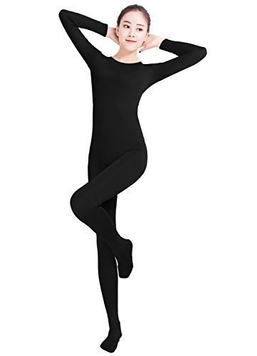Mädchen-Frauen gut passen Lycra Spandex One Piece Ganzanzug Ganzkörper Zentai Bodysuit (black, XXL) von lucky baby store