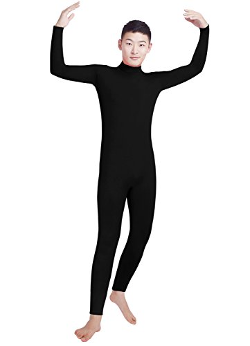 lucky baby store Jungen Männer Lycra Spandex Rollkragen Langarm Ein Stück Dancewear Ganzanzug Bodysuit (L, black) von lucky baby store