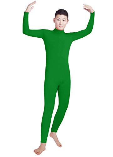 lucky baby store Jungen Männer Lycra Spandex Rollkragen Langarm Ein Stück Dancewear Ganzanzug Bodysuit (XS, Green) von lucky baby store