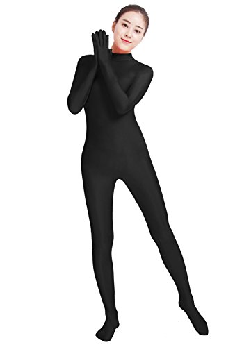 lucky baby store Mädchen Frauen einteilige volle Hände volle Füße Lycra Spandex Haut feste elastische Ganzanzug Bodysuit (L, black) von lucky baby store
