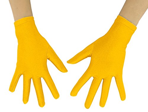 Mädchen Jungen Erwachsene 25,4 cm Handgelenk Länge Spandex Outdoor Vollfinger Cosplay Halloween Kostüm Handschuhe Gr. Einheitsgröße, gelb von lucky baby store