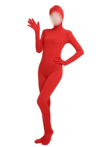 lucky baby store Zentai-Kostüm, Ganzkörper-Body mit offenem Gesicht, Elastan, für Mädchen und Damen, rot, XL lucky baby store Zentai-Kostüm, Ganzkörper-Body mit offenem Gesicht, Elastan, für Mädchen und Damen, rot, XL von lucky baby store