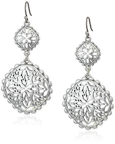 Lucky Brand Women's Silver Openwork Compass Statement Drop Earrings, One Size von lucky brand