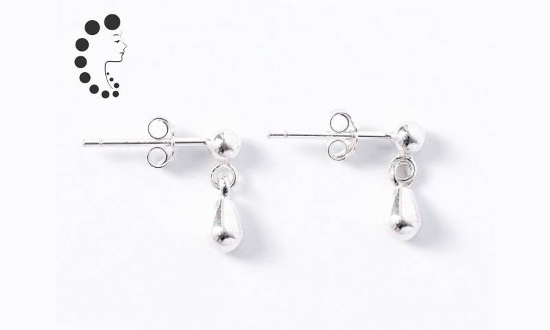 Teardrop Ohrringe, Kleine Silber Ohrhänger, Ohrstecker, Tropfenohrring, Mini, Massiv 925 Sterling von luckybeadssupply