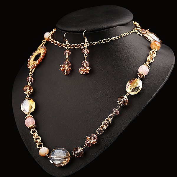 Sale 50% Preis Als Markiertes Kombi Porto 18K Vergoldet Swarovski Kristall Strass Party 80cm Halskette & Ohrring Set Sz0079 von luckycat1930