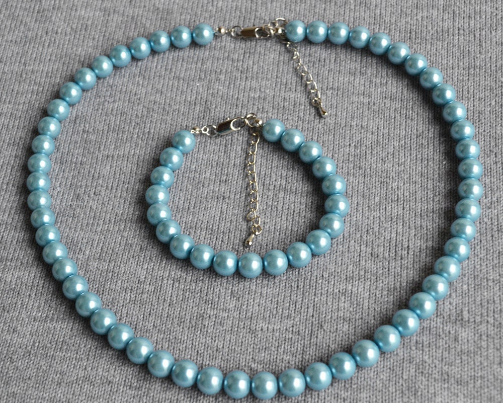 Perlen-Set, Hochzeit Perlenschmuck, Blaue Glasperle, Blumen-Mädchen-Perlen-Set, Schmuck-Set Photo Prop Kleine Mädchen Geburtstag Junior Bräute von luckyjewelry8