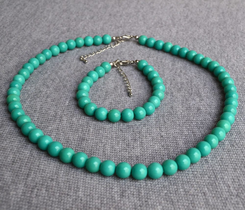 Türkis Perlen Set , Perlenkette, Perlenarmband, Baby Perlen, Glasperlen Set, Hochzeitsperlen, Geschenkhochzeitskette von luckyjewelry8
