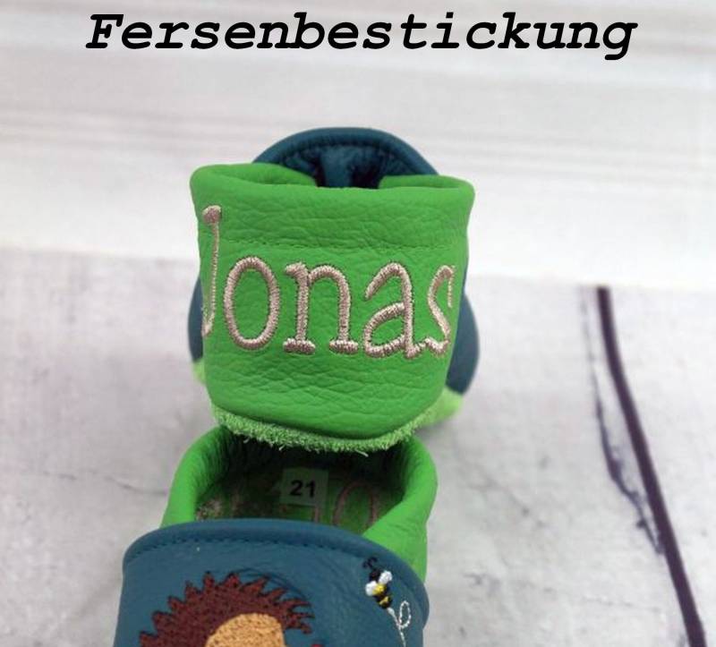 Fersenbestickung Für Lederpuschen, Krabbelpuschen von luckystitchesShop