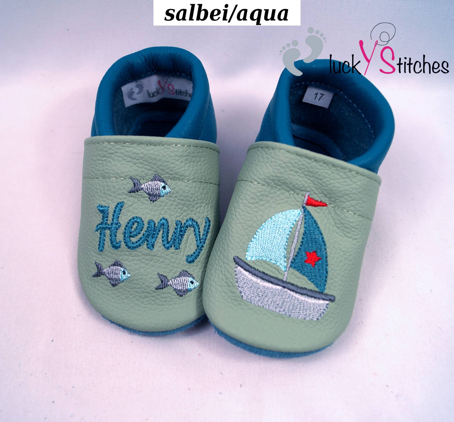 Krabbelschuhe, Lederpuschen, Boot, Schiff, Name, Personalisierbar Krabbelschuhe, Lederpuschen, Boot, Schiff, Name, Personalisierbar von luckystitchesShop