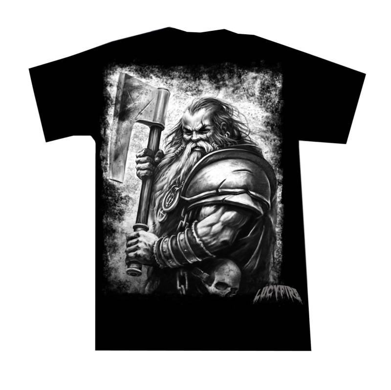 Gothic T Shirt Dwarf Warrior Gray von lucyfirefashion