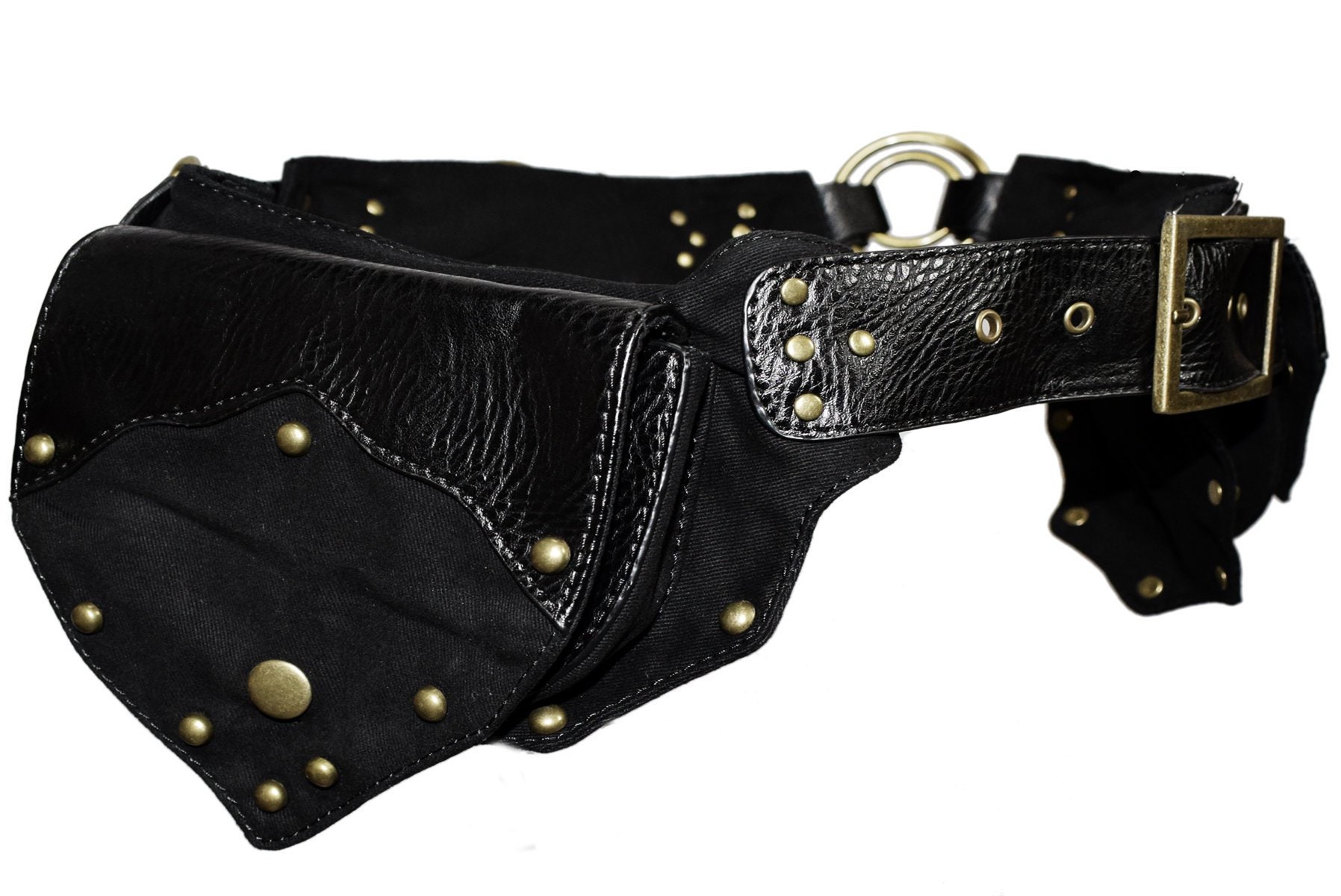 Hipbag Black With Brass Rings von lucyfirefashion