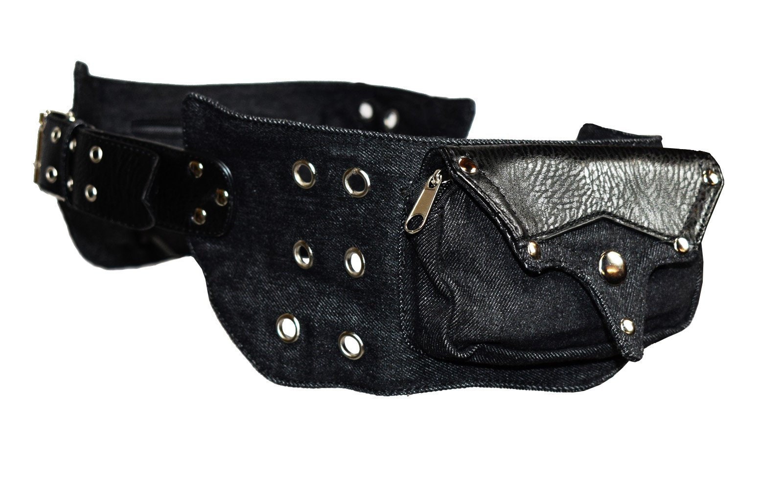 Hipbag Sulfur Denim With Pu Leather Flaps von lucyfirefashion