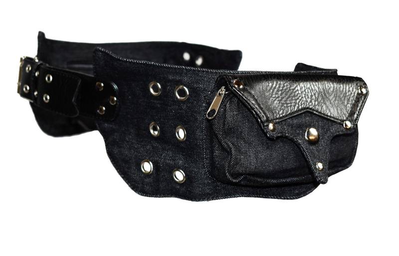 Hipbag Sulfur Denim With Pu Leather Flaps von lucyfirefashion