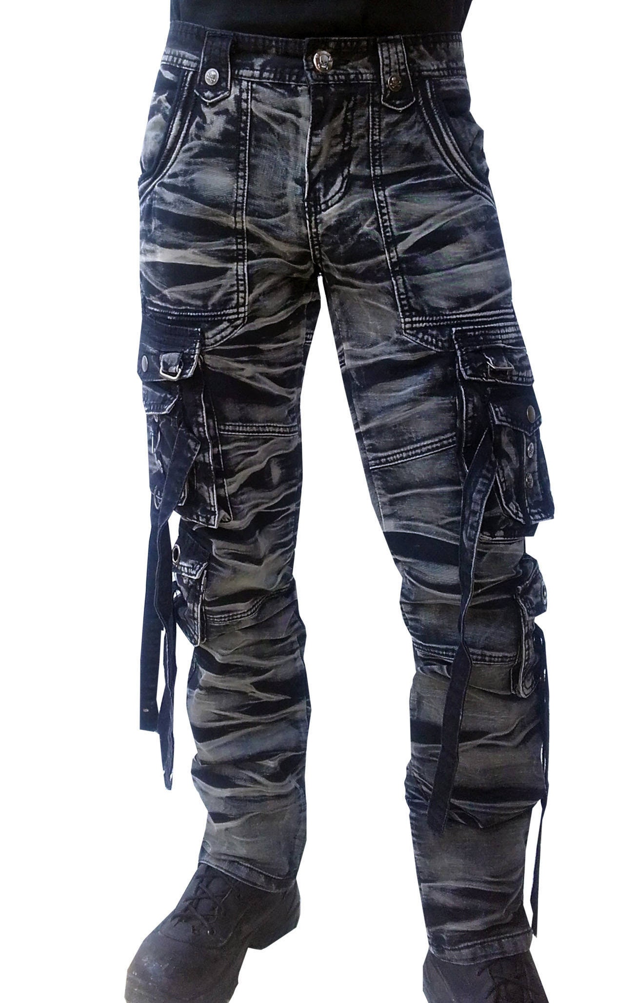 Long Cargo Pants Gray/Black Batik von lucyfirefashion