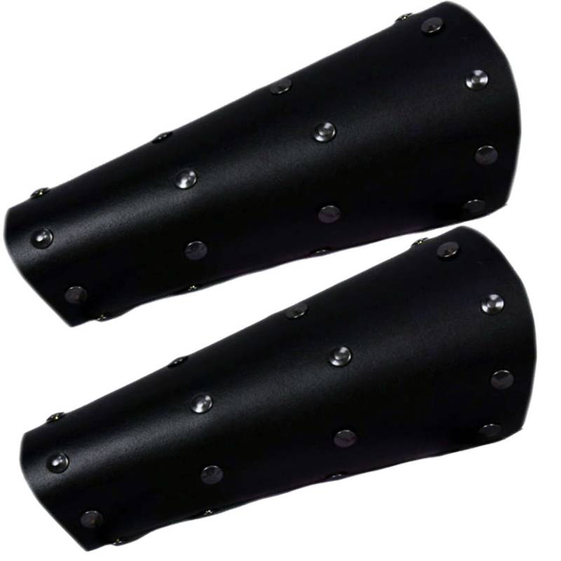 Pair Of Long Bracers Black Four Lines Studs von lucyfirefashion