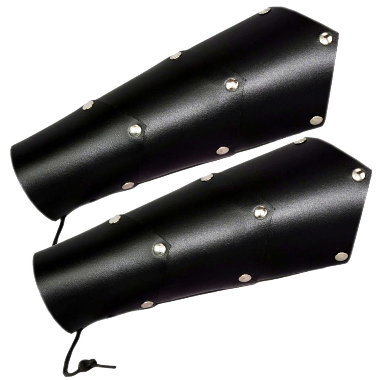 Pair Of Long Silver Studed Bracer Black Three Parts von lucyfirefashion