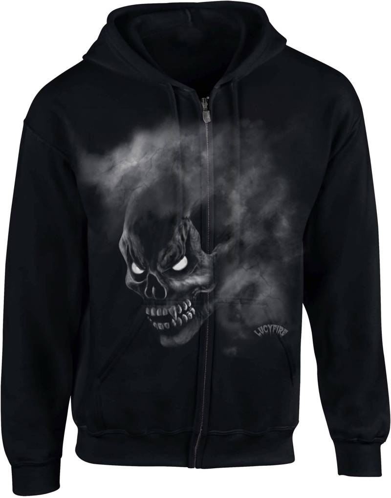Zipper Hoodie Fog Skull von lucyfirefashion