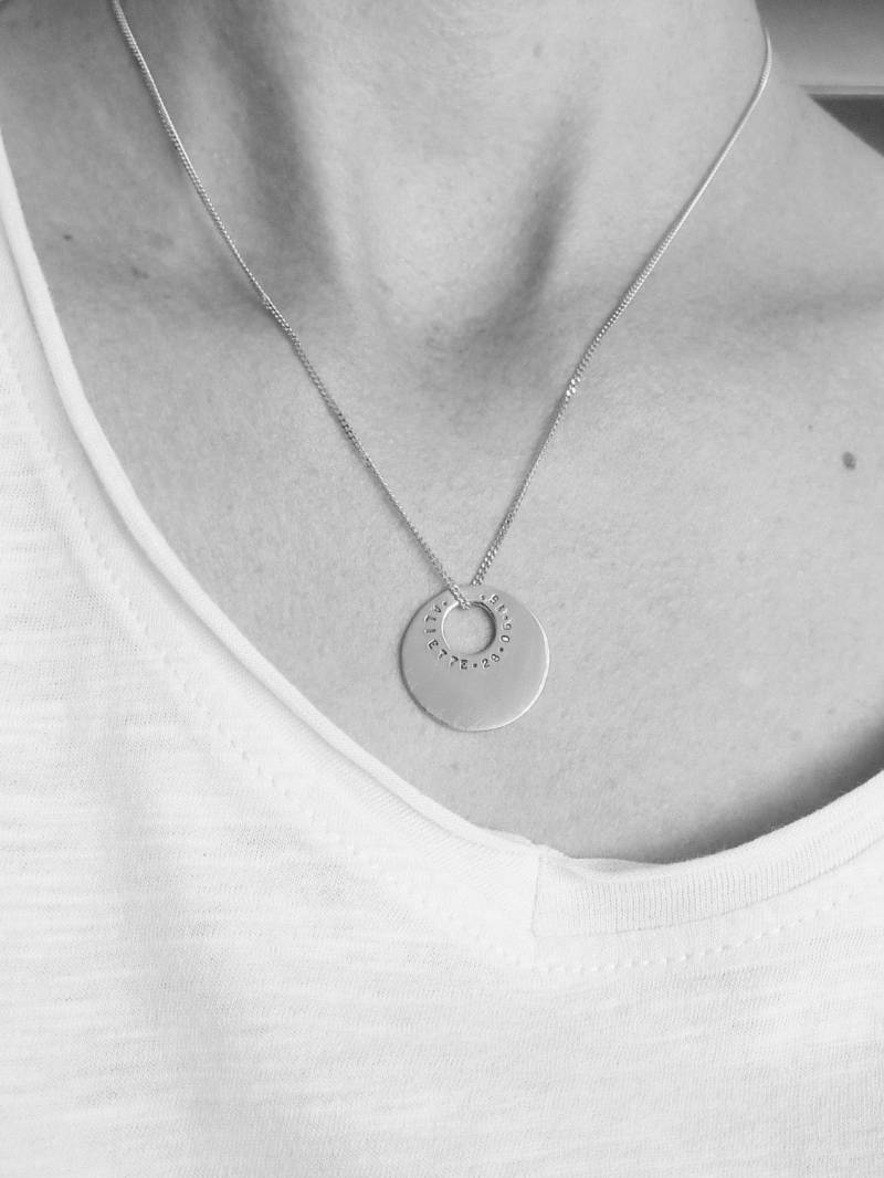 Gravierte Smile-Medaille, Personalisierte Anhängerkette Aus 925Er Silber Mit Kette von lucyluceshop