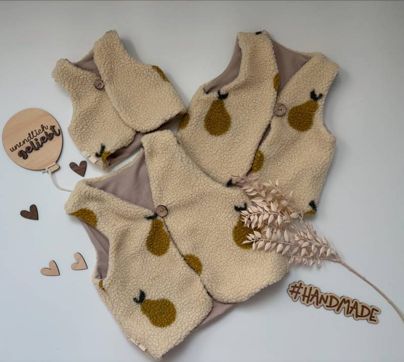 Birnen Teddy Boucle Kinder Weste | Warme Herbstweste Frühling Oder Herbst Für Mädchen Junge, Verschiedene Größen von luettekinnersshop