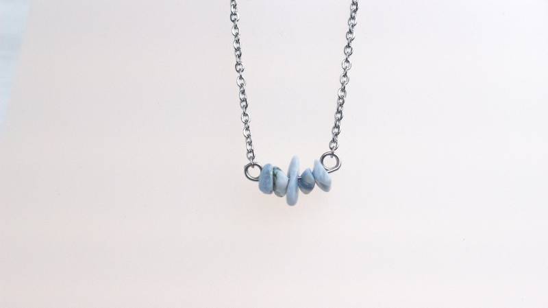 Blaue Oregon Opal Edelstein Kette | Zarte Gliederkette Silber von luisaebeling