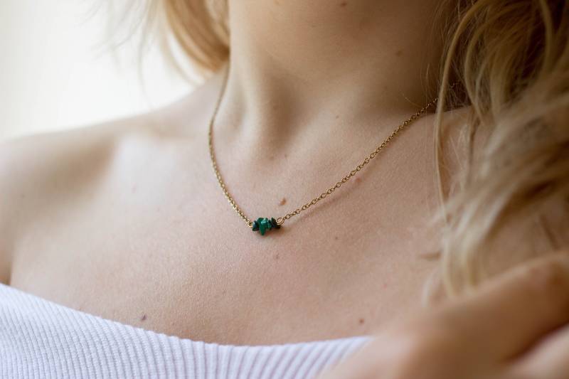 Green Malachite Sliver Chain Gold von luisaebeling