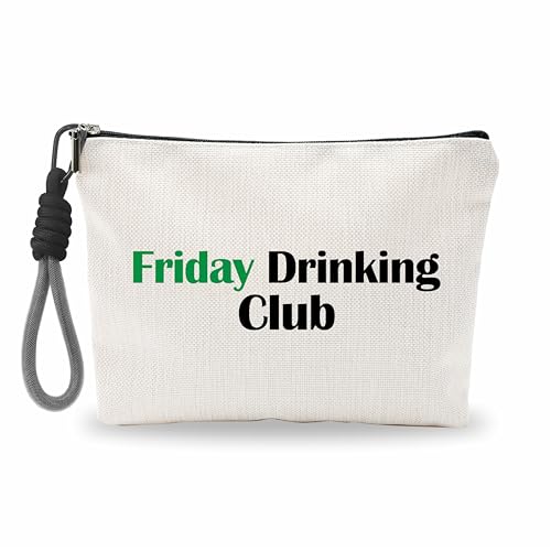 luixd Lustige Make-up-Tasche für Damen, Kosmetiktasche mit Handschlaufe, klassische, sportliche Tasche, adretter Organizer mit Reißverschluss, Damen-Essentials und Zubehör, Friday Drinking Club luixd Lustige Make-up-Tasche für Damen, Kosmetiktasche mit Handschlaufe, klassische, sportliche Tasche, adretter Organizer mit Reißverschluss, Damen-Essentials und Zubehör, Friday Drinking Club von luixd