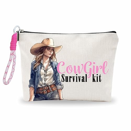 luixd Lustige Make-up-Tasche für Damen, Kosmetiktasche mit Handschlaufe, Überlebens-Set für Kuhmädchen luixd Lustige Make-up-Tasche für Damen, Kosmetiktasche mit Handschlaufe, Überlebens-Set für Kuhmädchen von luixd