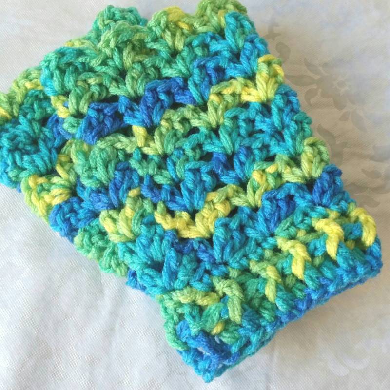 Gehäkelte Fingerlose Handschuhe, Gehäkelte Texthandschuhe, Mehrfarbige Blaue, Grüne Und Gelbe Handschuhe von lukesmom6