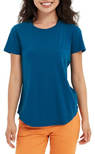 Lulucheri Sportshirt Damen Sport Yoga Fitness Shirt Laufshirt Kurzarm Tops Trainingsshirt Sommer Shortsleeve(Preußisch Blau，M) von Lulucheri