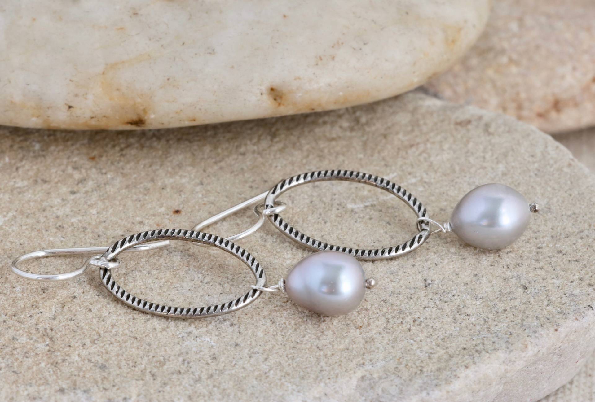 Silber Pearl Sterling Baumeln Ohrringe/Handgefertigte Natürliche Edelsteine Luluglitterbug von luluglitterbug