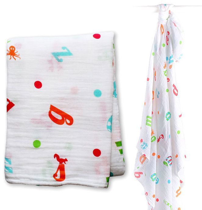 lulujo Mulltuch Muslin Swaddle Mulltuch - Alphabet Soup 120 x 120 cm von lulujo