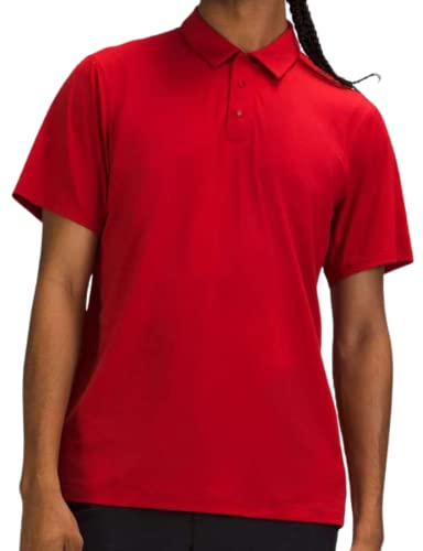 Lululemon Performance-Poloshirt mit kurzen Ärmeln und Druckknopfverschluss vorn, Sport Rot, Mittel von lululemon
