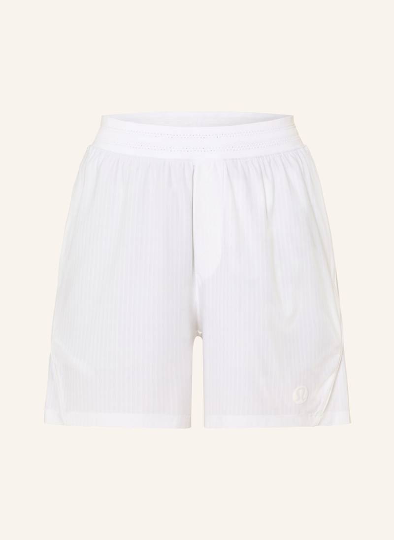 Lululemon Tennisshorts Striped Mesh 5in weiss von lululemon