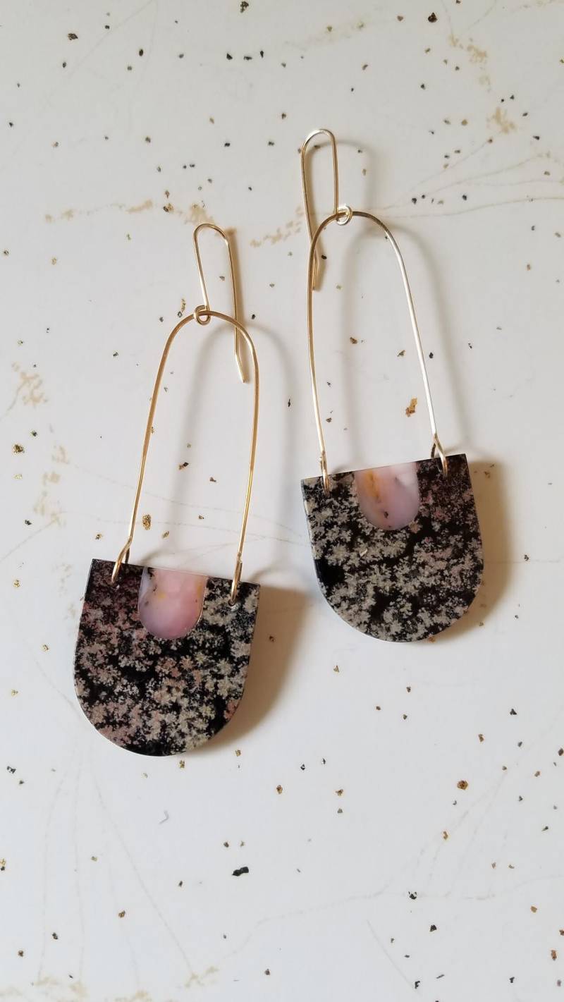 stein Tropfen Ohrringe Gold & Türkis, Color Theory Design von lumafina