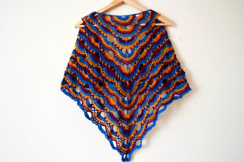 Wolle Frauen Schal Aus Hochwertiger Und Alpaka Garn, Blau Gelb Lila Schal, Weihnachtsgeschenk Für von lumilemi