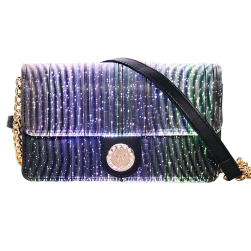 lumisonata LED-Taschen, beleuchtete Geldbörse, 7 Farben, Festival, Abend, Clutch, leuchtende Umhängetasche, Leder, Schultertasche, Schwarz, 7.87 x 2.95 x 4.52 inches von lumisonata