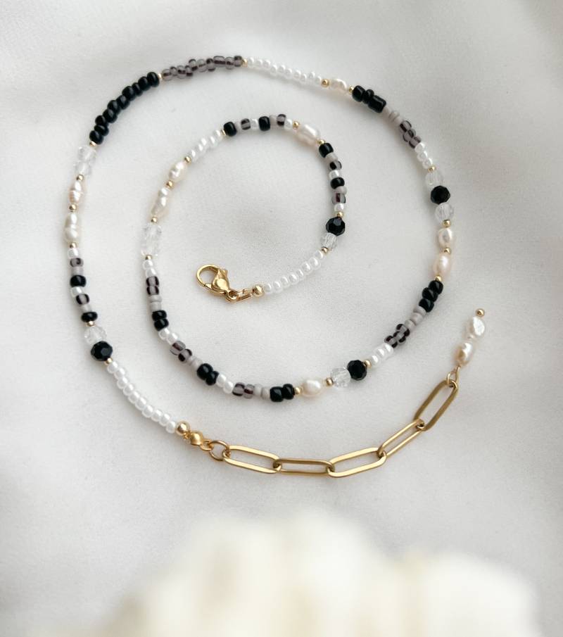 Süßwasser Zucchtperlen Halskette Edelstahl Sommer Schmuck von lunaejewelryshop