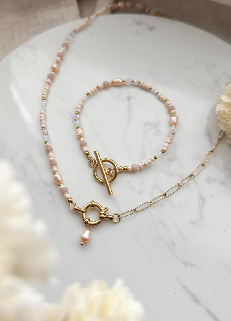 Rosa Süsswasserperlen Kette Benutzerdefinierte Perlen Sommer Schmuck von lunaejewelryshop