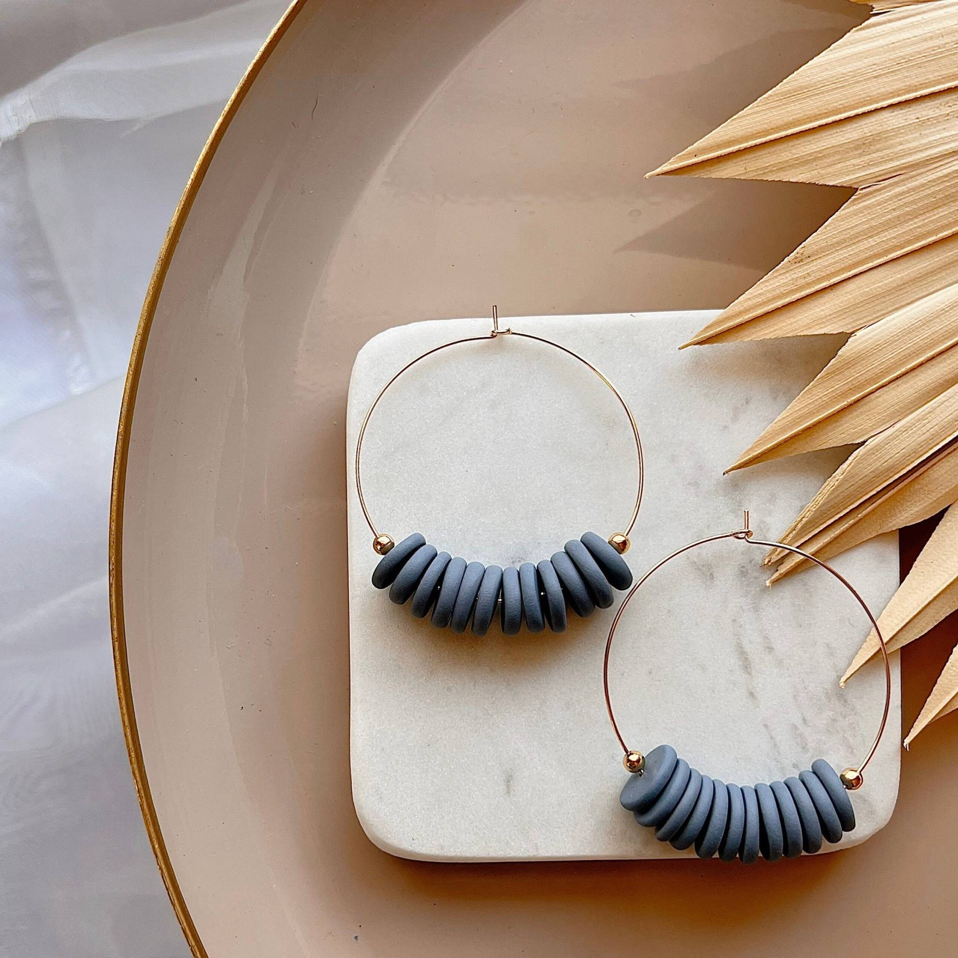 Cleo | Large || Blau | Ton Ohrringe Polymer Clay Handgefertigte Statement Geschenke Für Sie von lunaraphael