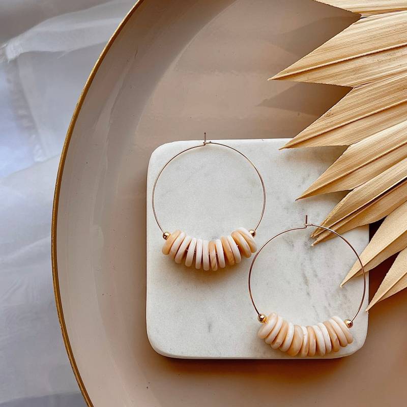 Cleo | Large || Creme | Ton Ohrringe Polymer Clay Handgefertigte Statement Geschenke Für Sie von lunaraphael