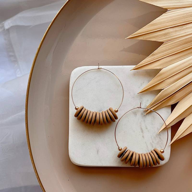 Cleo | Large || Tan | Ton Ohrringe Polymer Clay Handgefertigte Statement Geschenke Für Sie von lunaraphael