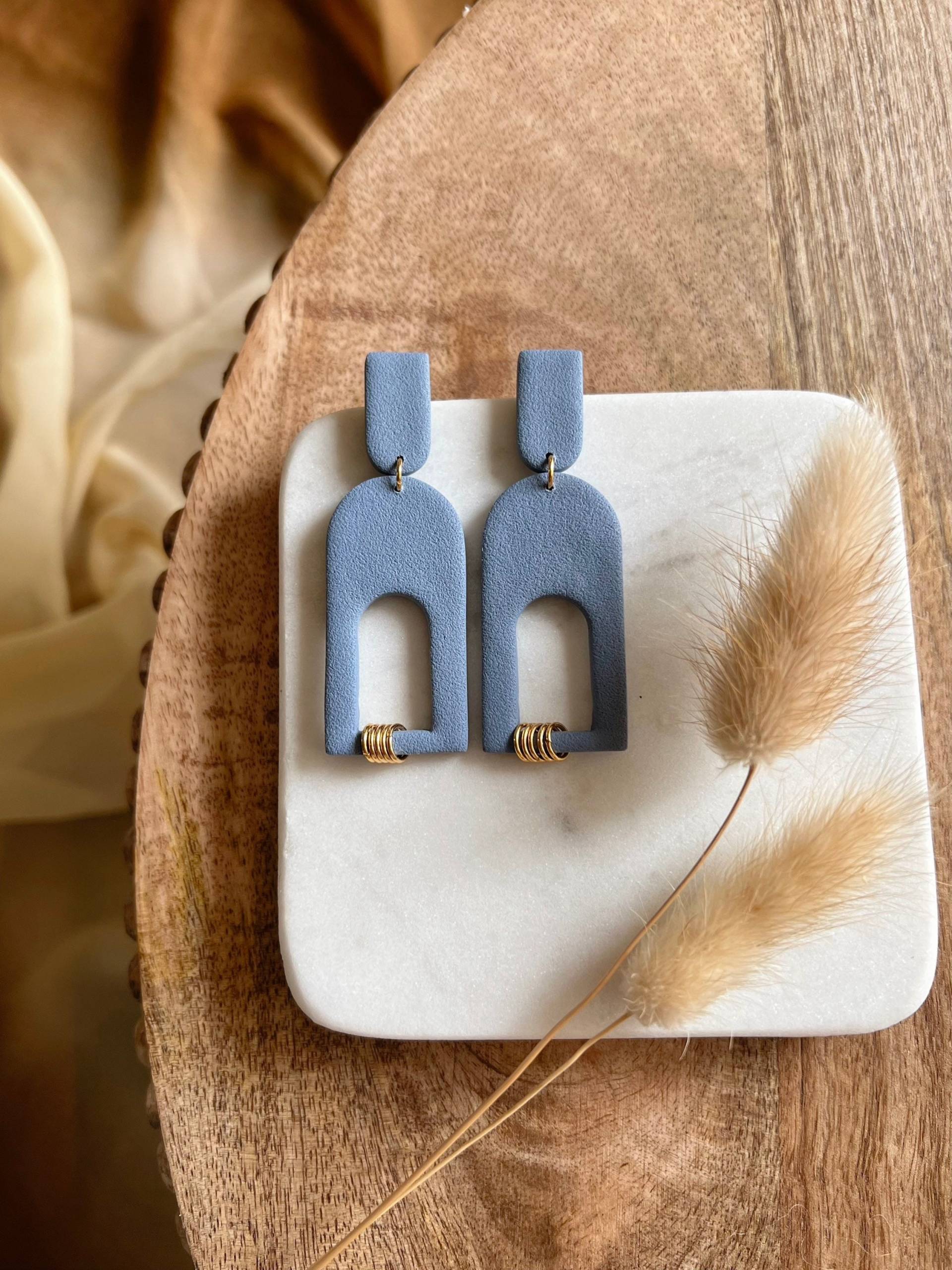 Isla || Blau | Ton Ohrringe Polymer Clay Moderne Handgemachte Boho Geschenke Für Sie von lunaraphael